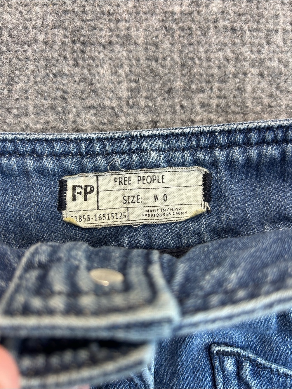 Free People Blue Button-Front Denim Mini Skirt - Picture 2 of 6